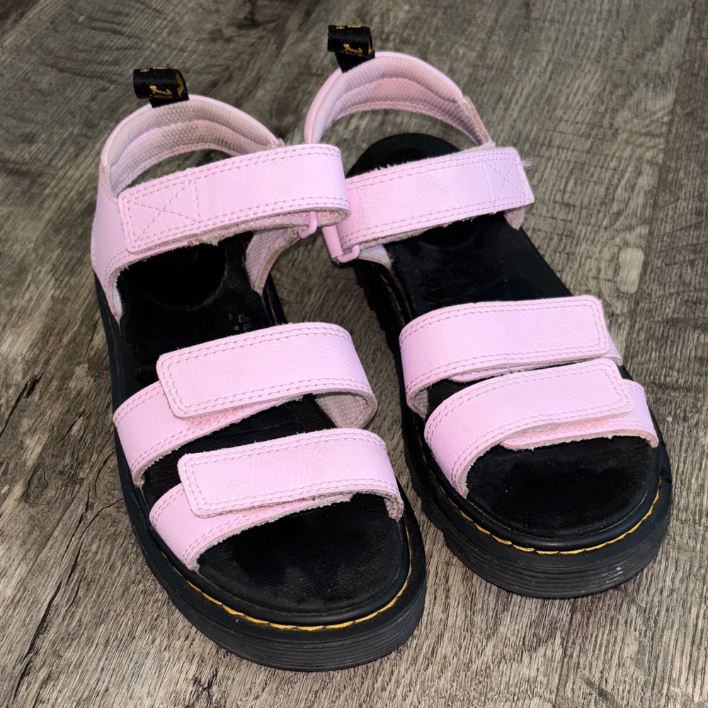 DR. MARTENS JUNIOR KLAIRE ATHENA LEATHER STRAP SANDALS